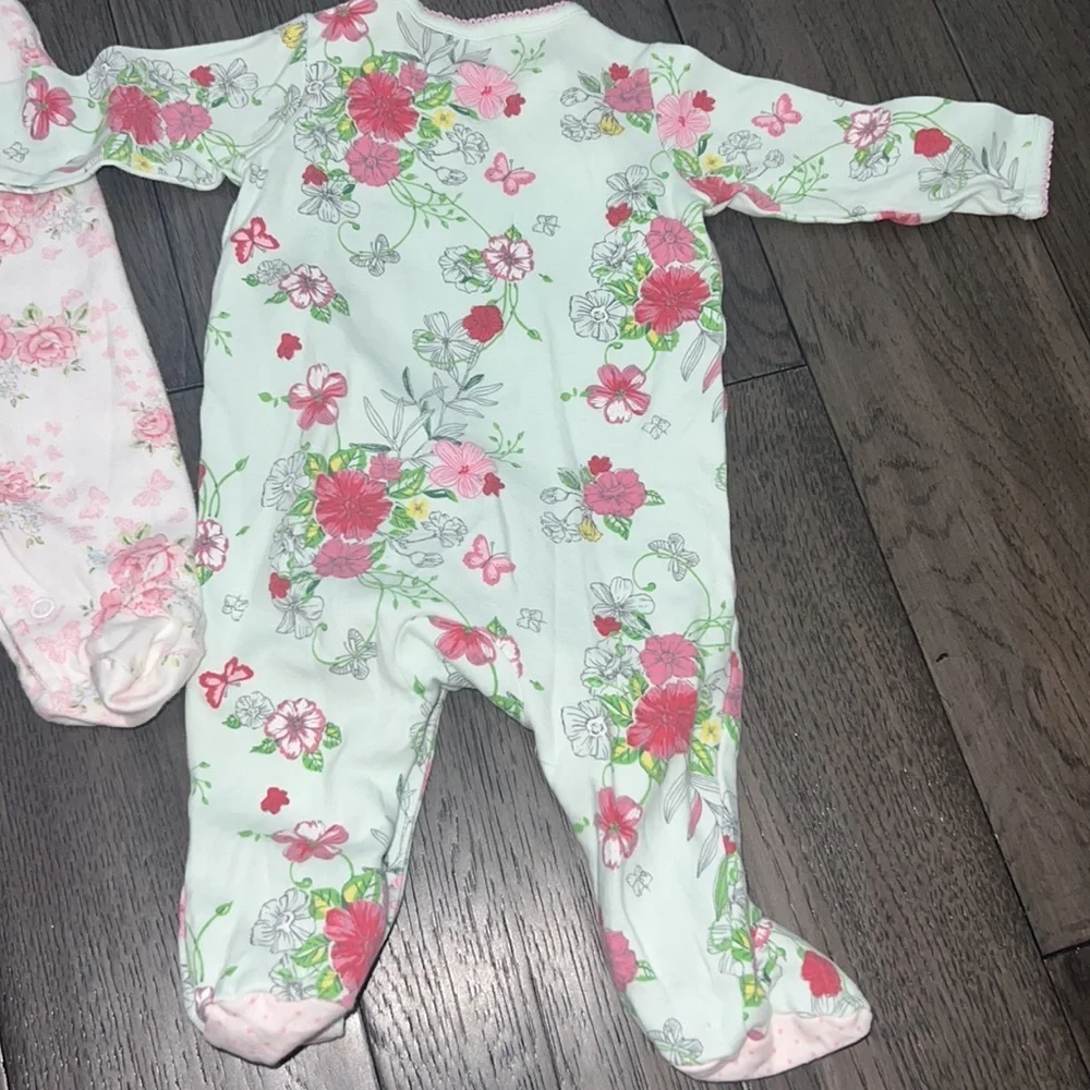 First impressions, infant girl long sleeve button floral pajama’s (set of 2)